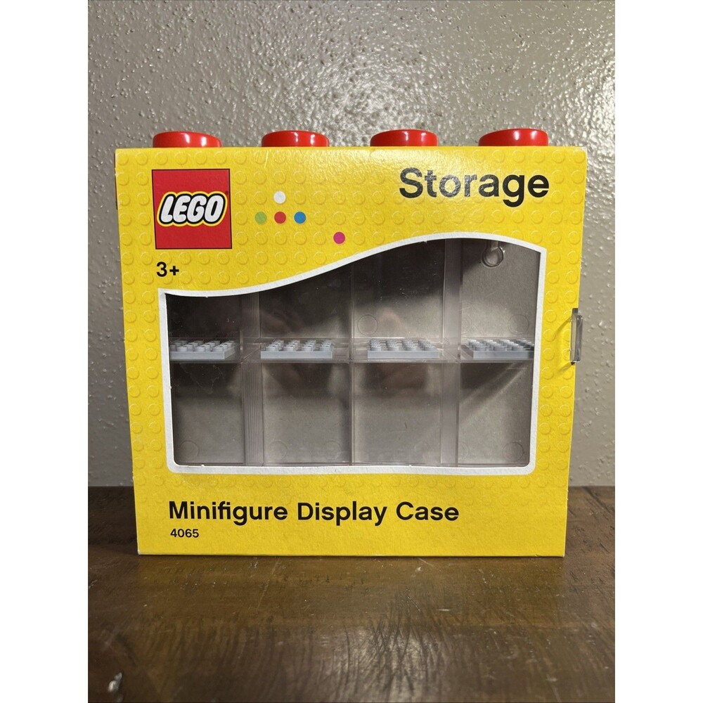 LEGO 4065 8 MINIFIGURE DISPLAY CASE RED 4 KNOBS STACKABLE 5006152